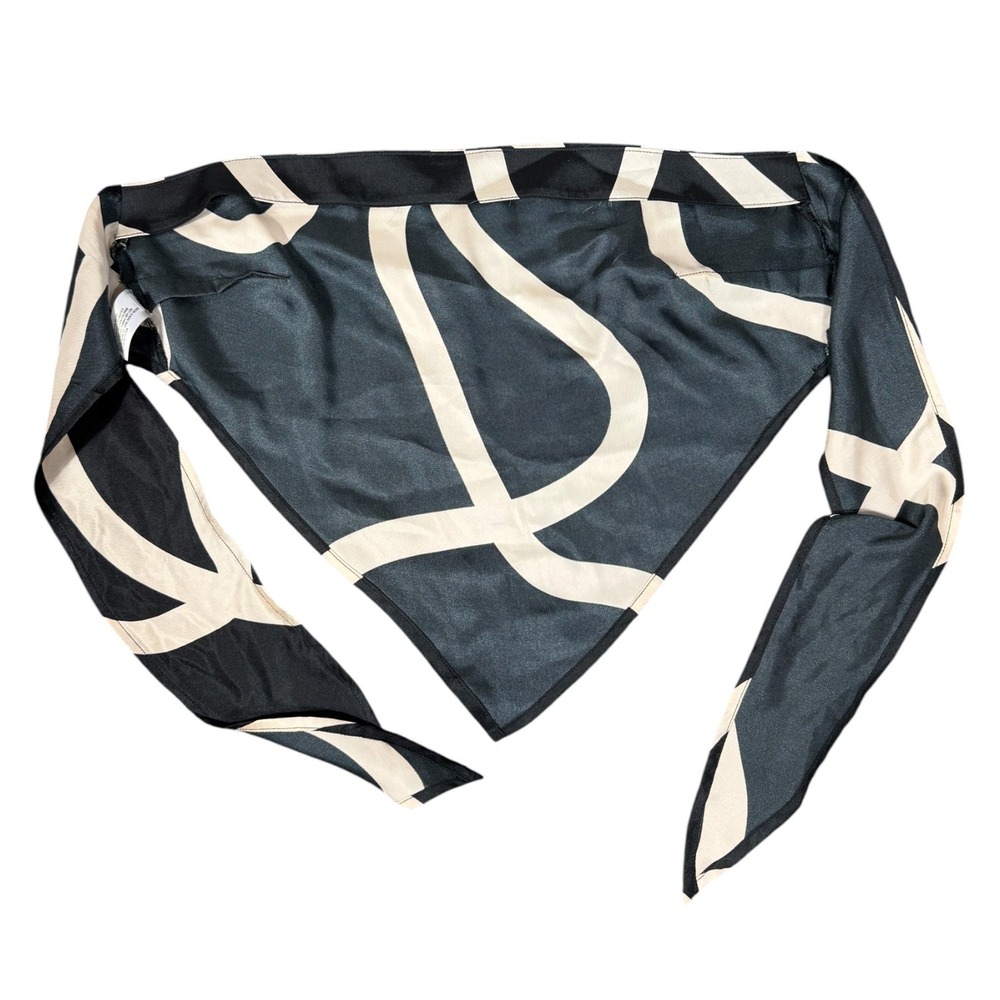 Future Collective x Alani Noelle Satin Scarf Black Cream Abstract - Picture 9 of 11